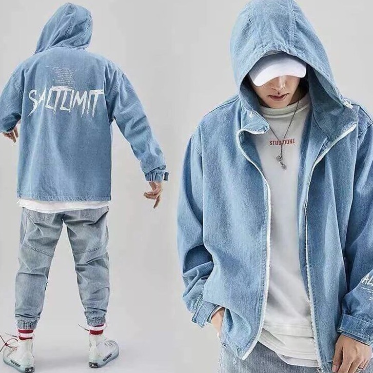 Áo Khoác Jean Nam màu xanh chữ thêu Muradfashion, Áo Khoát Jeans chất bò cao cấp mẫu mới hot trend 2021 NT7905