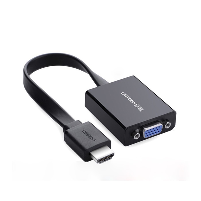 Cáp chuyển HDMI to VGA cáp dẹt có Audio 3.5mm, nguồn phụ Micro USB Ugreen 40248