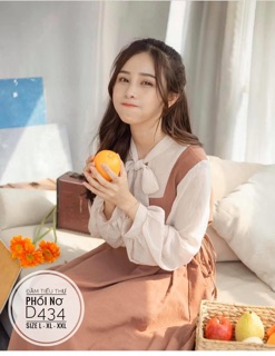 Bigsize Đầm tiểu thư phối nơ D434