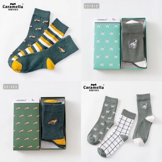 Hộp 3 đôi vớ nam cao cấp hãng Caramella chất vải cotton mềm mại, thấm hút mồ hôi