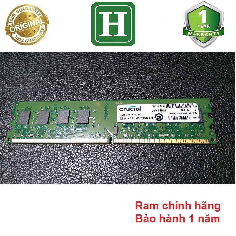 Ram PC DDR2 (PC2) 2Gb bus 1066 - 8500U, bảo hành 12 tháng