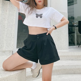 [Hình Thật] Quần Short Ngắn 2 Nút - Màu Đen 🎀 Basic Short 🎀 - bynhien.boutique