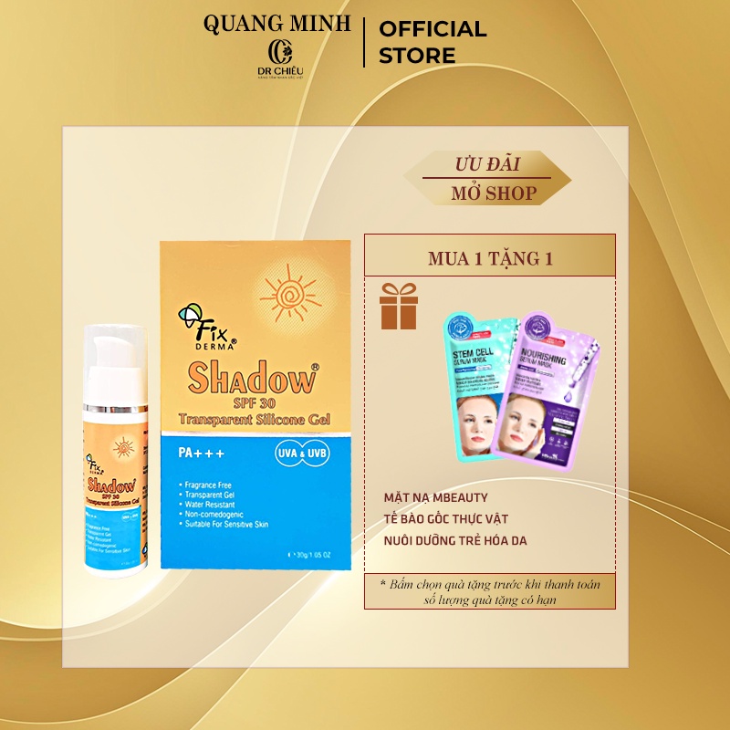 Gel chống nắng Fixderma cho da mụn nhạy cảm Fixderma Shadow SPF 30 Transparent Silicone Gel 30g