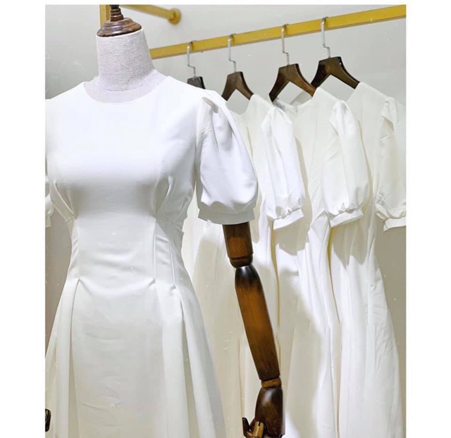 [Mã WASTMAY giảm 15% tối đa 30K đơn 150K] Đầm trắng pen eo tay phồng duyên dáng - Lovely Dress | BigBuy360 - bigbuy360.vn