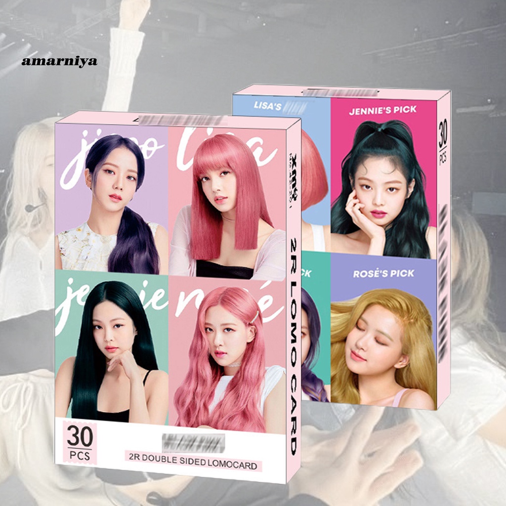 【AY】 30Pcs/Set Message Card Double-sided Design DIY Decoration Idol Figure BLACKPINKS Members High Definition Postcard for Shop