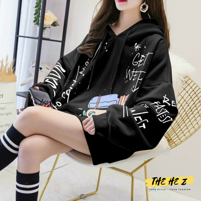 Áo khoác hoodie nữ cute đẹp from rộng mềm, nón lót nỉ 2 lớp in chữ CONKLAB Z02