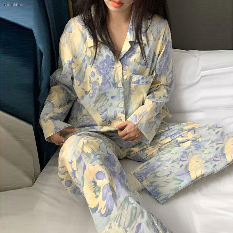 Bộ đồ ngủ dáng rộng in họa tiết hoạt hình kiểu retro thời trang xuân thu cho nữ #23