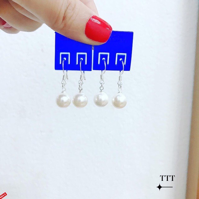 Bông tai nữ bạc ta móc trai bóng đẹp - Kho sỉ bạc Nhất Linh