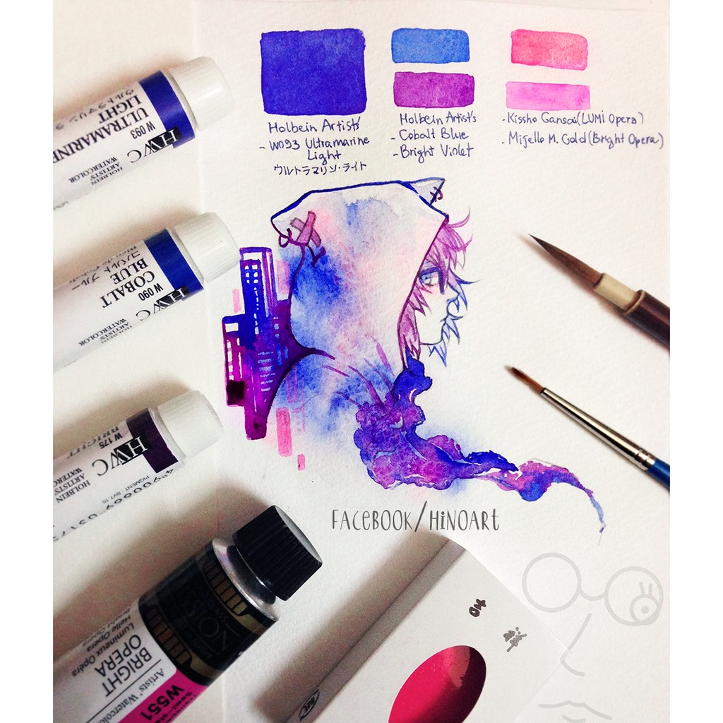 Tông xanh dương màu nước 5ml Holbein Artists' Watercolor - tuýp lẻ