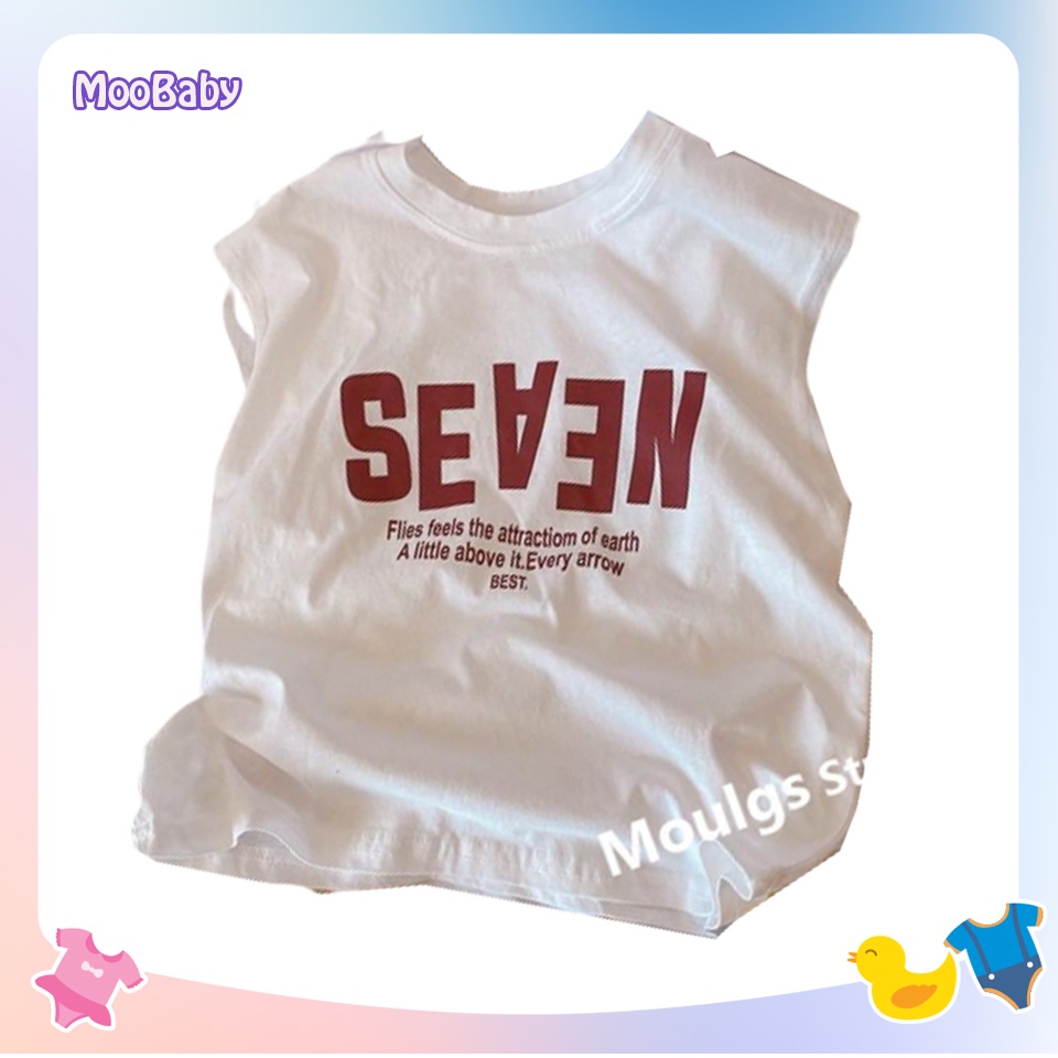 Áo ba lỗ sát nách bé trai in chữ SEVEN chất coton siêu mát siêu cute, Áo thun hè cho bé từ 6 - 18kg Moobaby shop