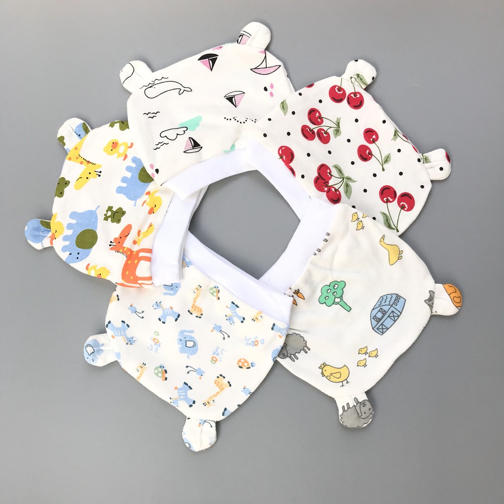 Mũ chụp sơ sinh cotton tai gấu cho bé 0-3m