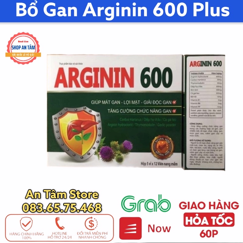 Bổ Gan Arginin 600 tăng cường chức năng gan, mát gan giải độc, cho người uống nhiều rươu bia