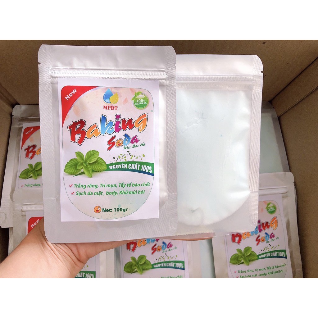 (100gr) BAKING SODA MIX BẠC HÀ - TRÀ XANH .LÀM TRẮNG RĂNG, TẨY TRẮNG RĂNG, Ố VÀNG