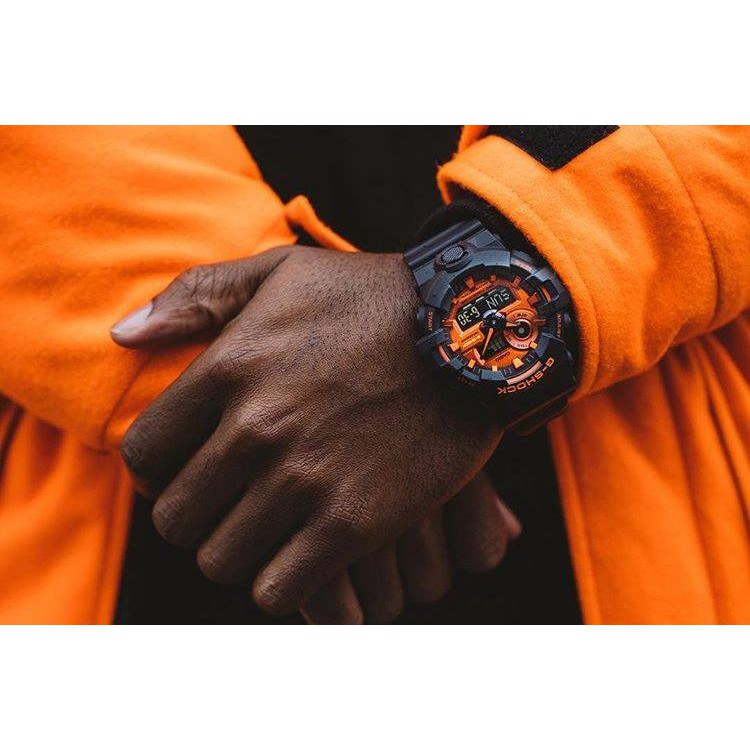 Đồng hồ nam Casio G Shock GA-700BR-1ADR Dây Nhựa Hai Màu Đen Cam - Chống Sốc