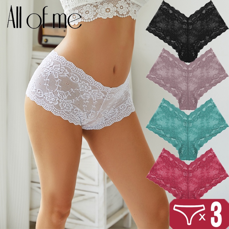 Cute Byte Bộ 3 Quần Lót Ren Hoa Lưng Thấp Quyến Rũ Dễ Thương Cho Nữ