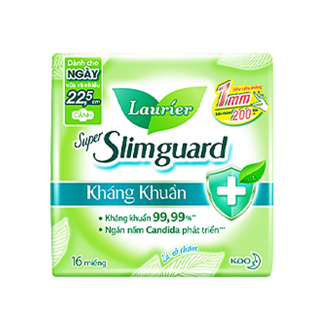 Combo 3 gói Băng Vệ Sinh Laurier Siêu Mỏng Cánh 1mm Super Slimguard Kháng Khuẩn (22.5cm-16M)