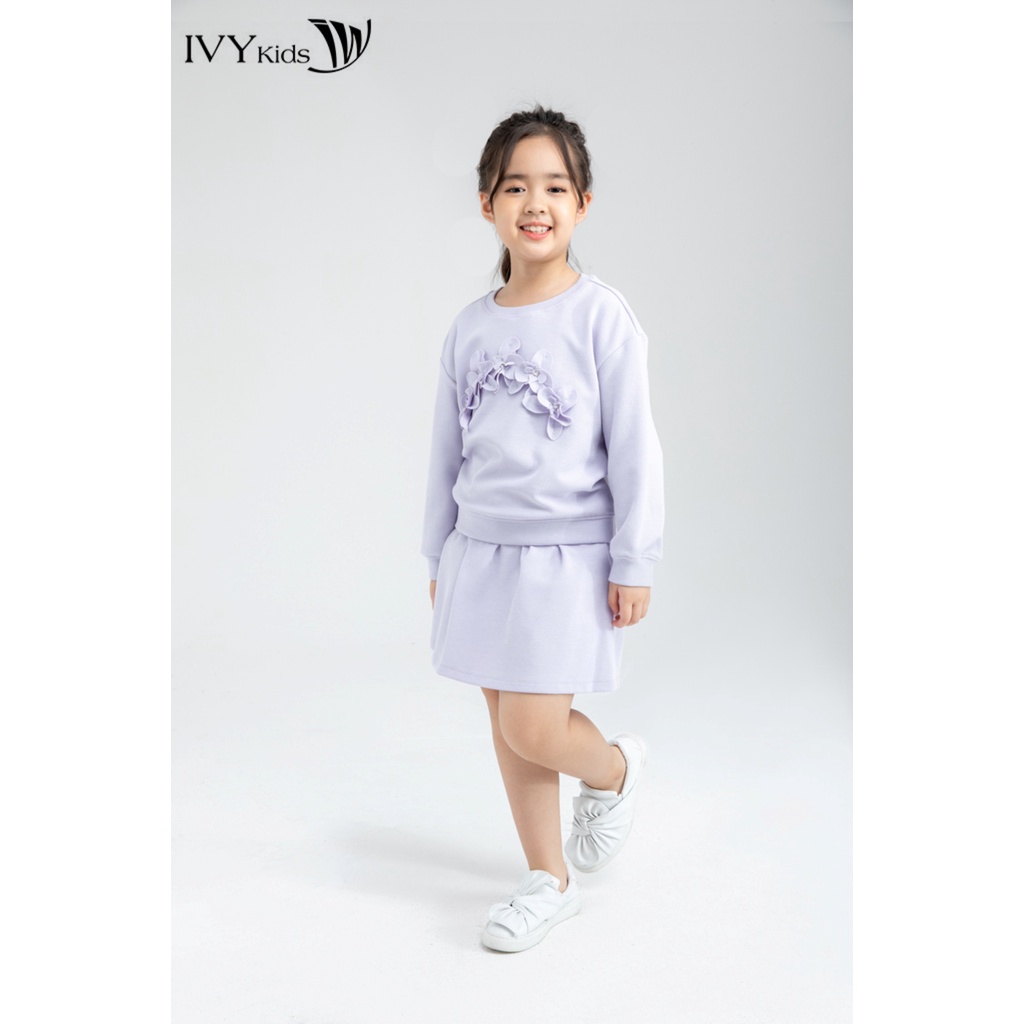 Áo thun đính hoa nổi bé gái IVY moda MS 58G1074