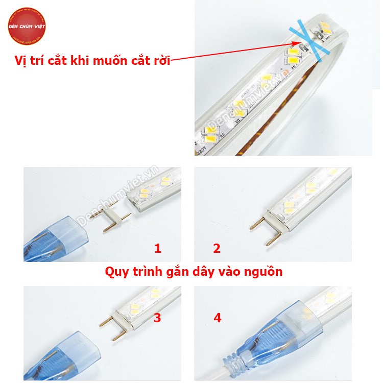 Dây led 5730 dây led 2 đường bóng siêu sáng  trang trí trần thạch cao, cầu thang, tủ...