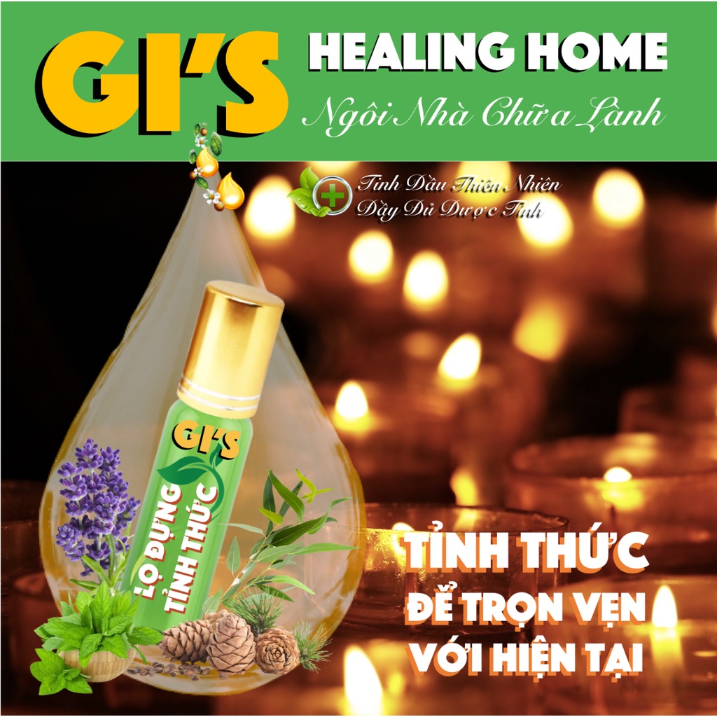 Lọ Đựng Tỉnh Thức GI’S Healing Home – Ống Hít Tinh Dầu Tỉnh Táo và Tập Trung - Tinh Dầu Thiên Nhiên đầy đủ Dược Tính