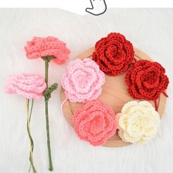 Hoa trà handmade bằng len dùng trang trí, quà tặng, bó hoa len handmade xinh xắn