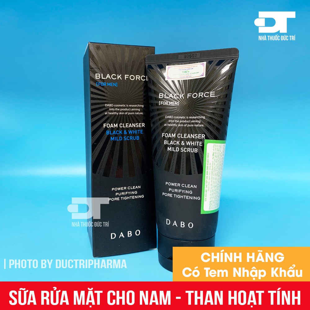 [CHÍNH HÃNG] Sữa rửa mặt than hoạt tính hỗ trợ giảm mụn, sạch nhờn cho nam DABO Black Force