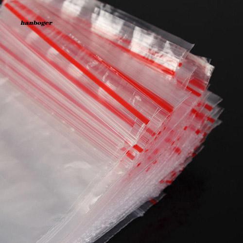 100 túi nhựa miết miệng khóa zip có thể tái sử dụng