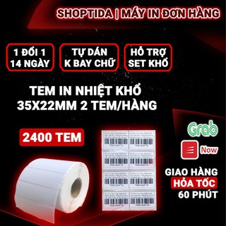PBO [35x22mm] 2400 tem in mini code Shoptida 2 tem 1 hàng in barcode mã vạch tem nhỏ tem phụ giấy decal dán 50 YC8