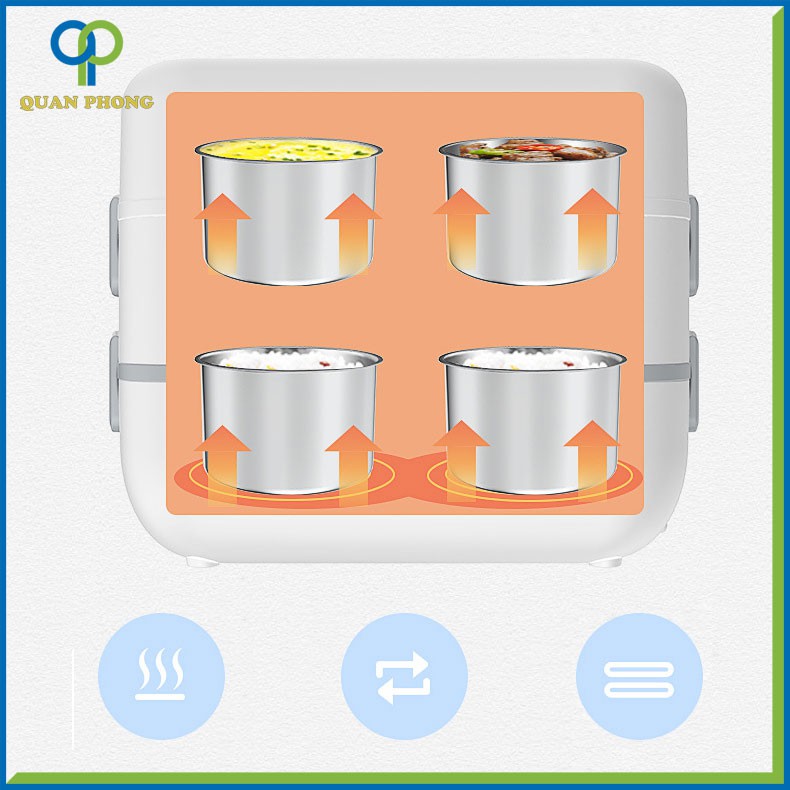 Hộp Cơm Điện Đa Năng Hâm Nóng Và Tự Nấu Chín Thức Ăn Với 4 Ngăn Inox | BigBuy360 - bigbuy360.vn