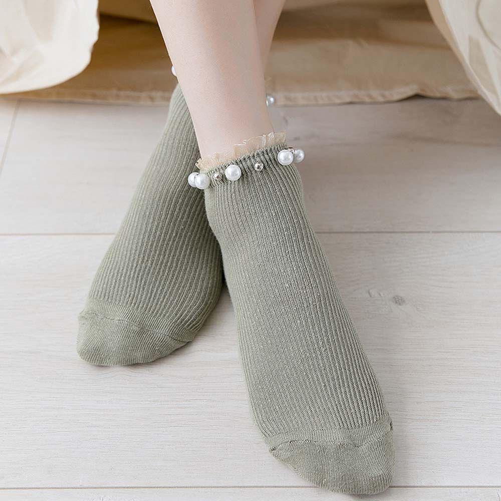 Vớ Thuyền Màu Trơn Phối Ren Dễ Thương BACK2LIFE