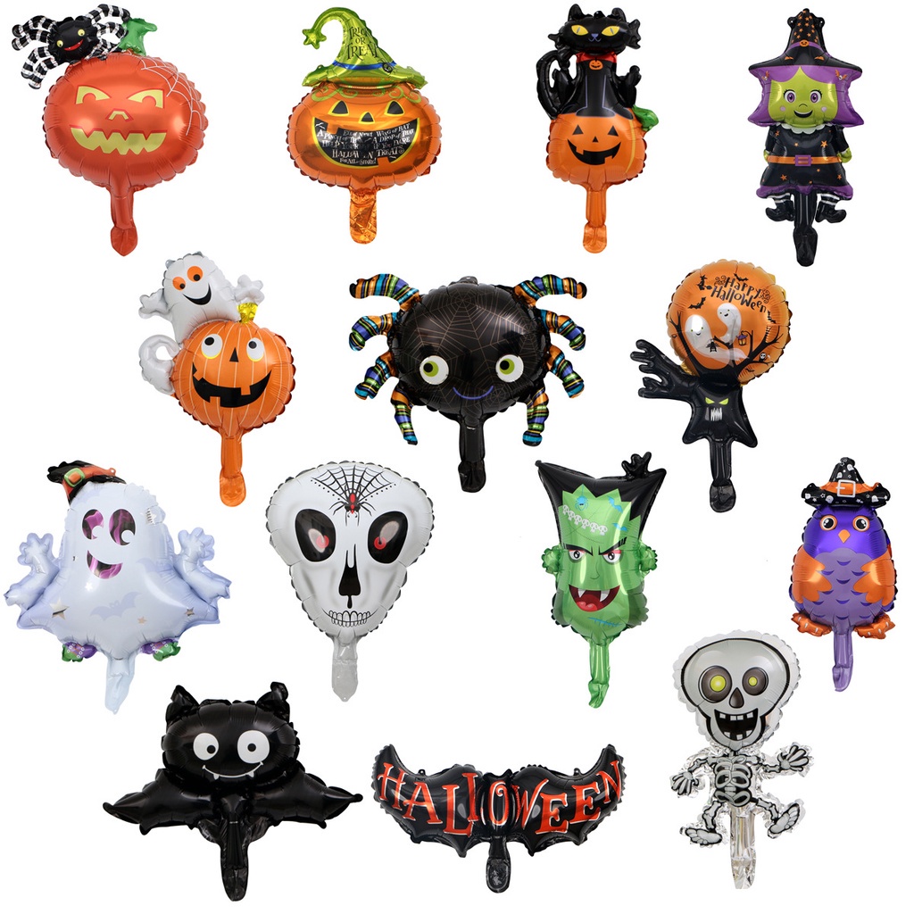 Set 10 Bong Bóng Họa Tiết Hoạt Hình Trang Trí Halloween