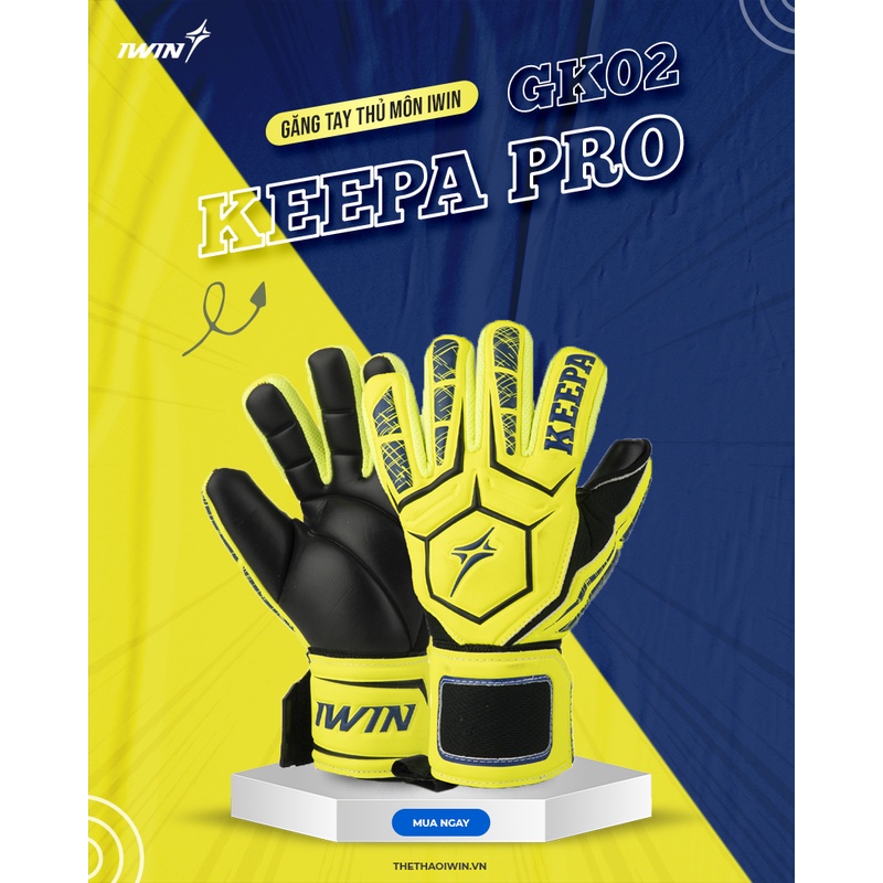 Găng tay thủ môn Iwin Keepa GK02 - Có xương, nâng cao sự an toàn