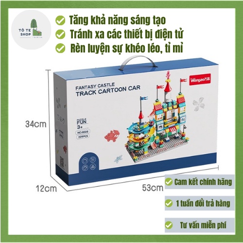 Đồ chơi lắp ráp lego lâu đài cầu trượt có ô tô siêu đẹp, siêu hấp dẫn với 209 pcs dành cho các bé