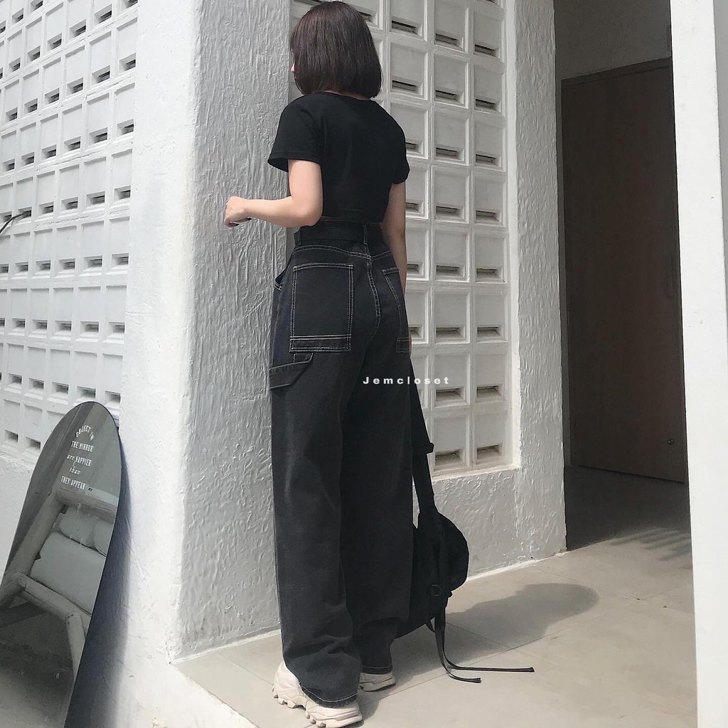 Quần Jeans Nữ ZIBA Jeans Lưng Cao Dáng Suông Ống Rộng Ulzzang  - Jem Closet 2648  ( Jem Closet )