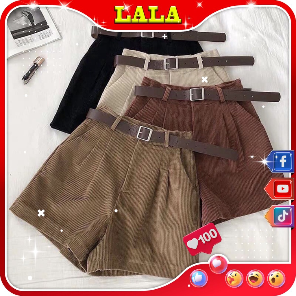 Quần Short Lưng Cao Vải Nhung Thời Trang Cá Tính Cho Nữ Rosa Rosalala