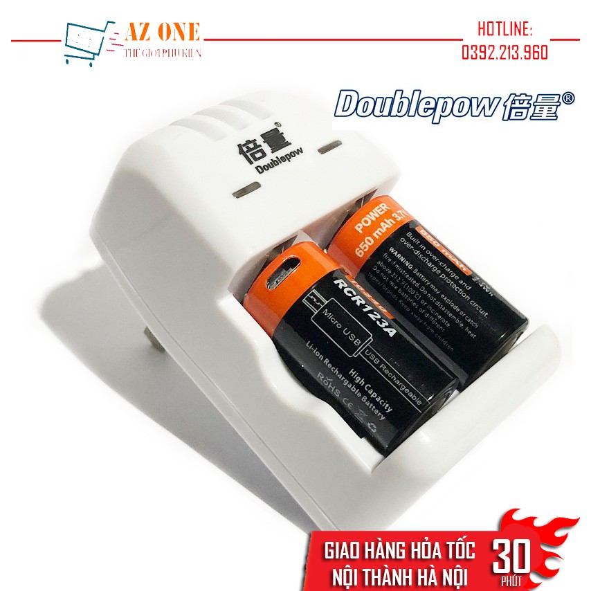 Bộ Sạc Pin Doublepow DP-K06 Kèm 02 Pin Sạc DP-CR123A 650mAh Cao Cấp