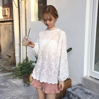 (ORDER) Set áo ren dài tay + chân váy