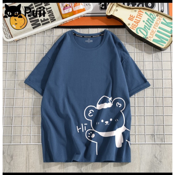Áo thun gấu quàng khăn , phom rộng , mặc đôi 1 nhóm siêu cute 45