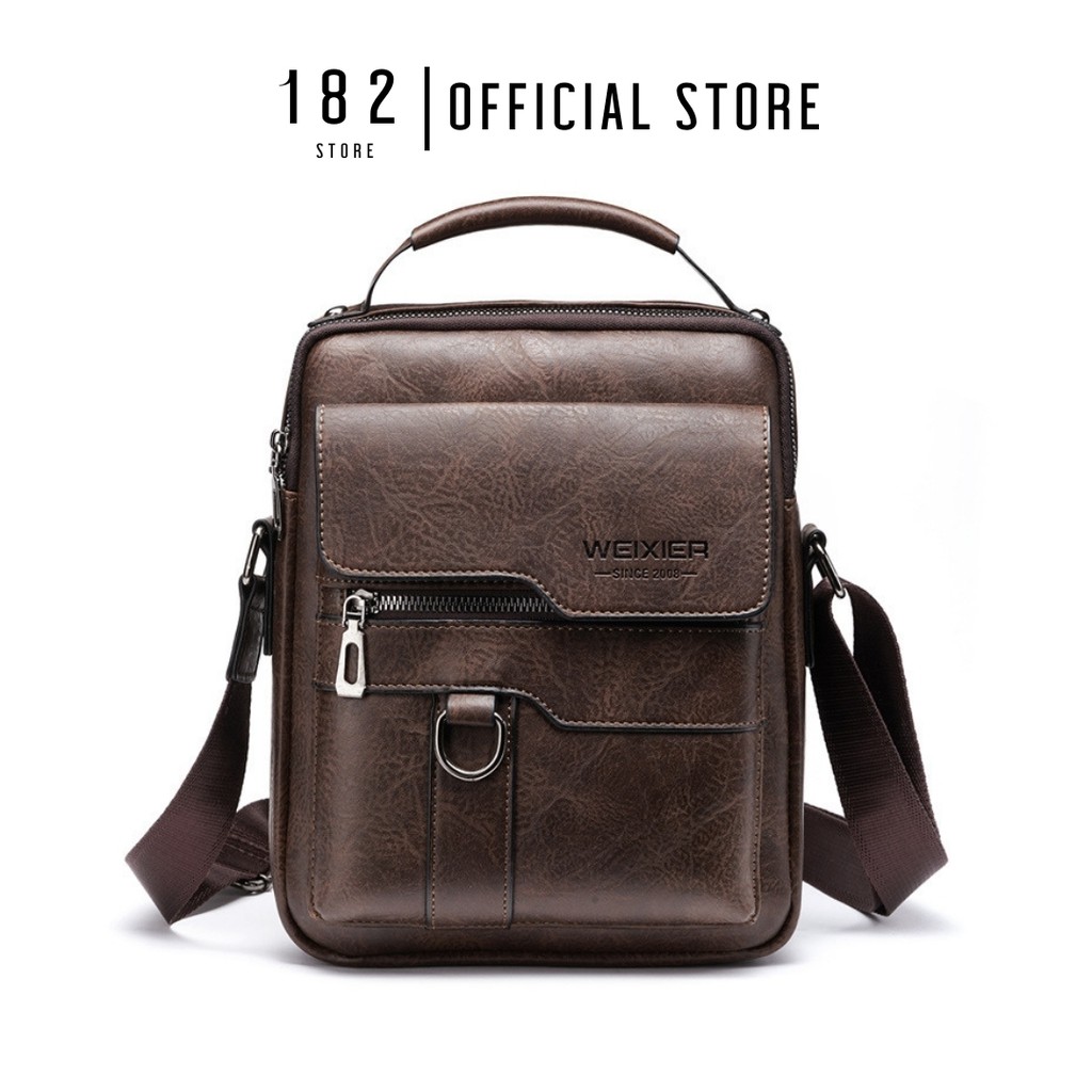 Túi Đeo Chéo Nam WEIXIER Chất Liệu Da Pu Xịn, Cặp Da Đi Học, Đeo Vai Đi Làm Công Sở, Đựng Ipad, Du Lịch - The Black Box