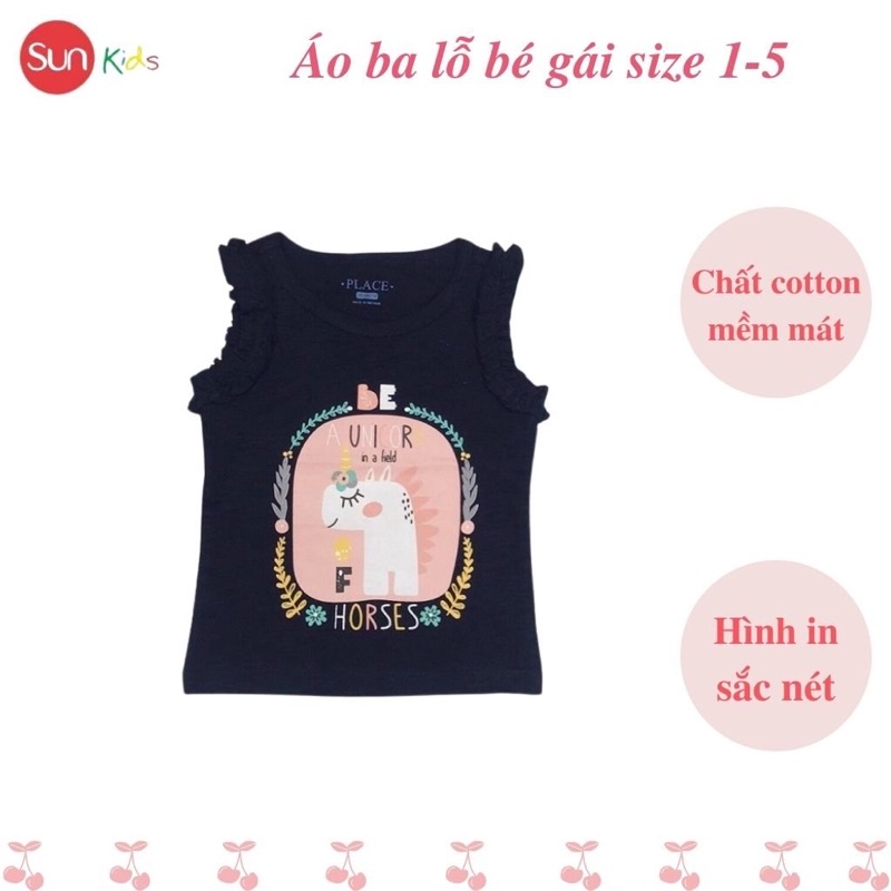 Áo thun bé gái, áo phông bé gái dáng ba lỗ, chất cotton, nhiều màu, size 1-5 - SUNKIDS1