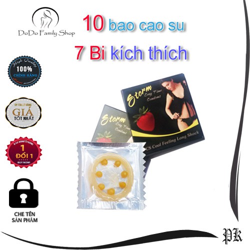 Bao cao su Stom 7 Bi chiếc hàng chuẩn không rớt bi, bao cao su an toàn chất lượng 7 bi quanh đầu bao