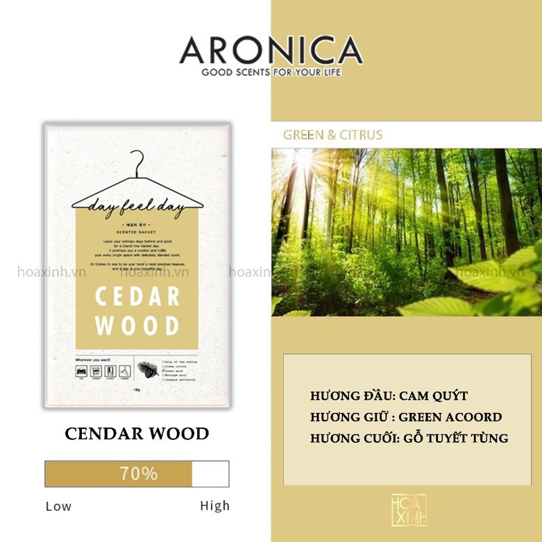 Túi Thơm Đa Năng Aronica Day Feel Day - Cedar_Wood 18g