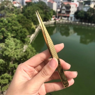 1 cặp Nhíp nối mi vàng cao cấp thẳng và cong