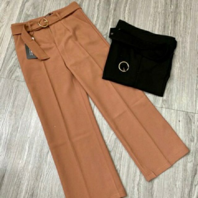 Quần culottes ống rộng kèm đai tròn chất tuyết mưa cao cấp | BigBuy360 - bigbuy360.vn