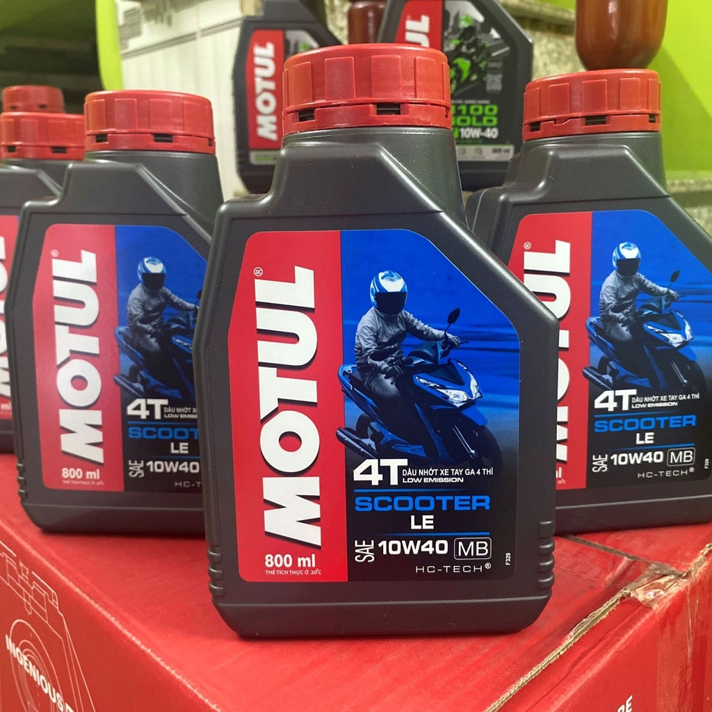 Bộ nhớt máy + láp xe tay ga MOTUL SCOOTER LE 10W40 800ML