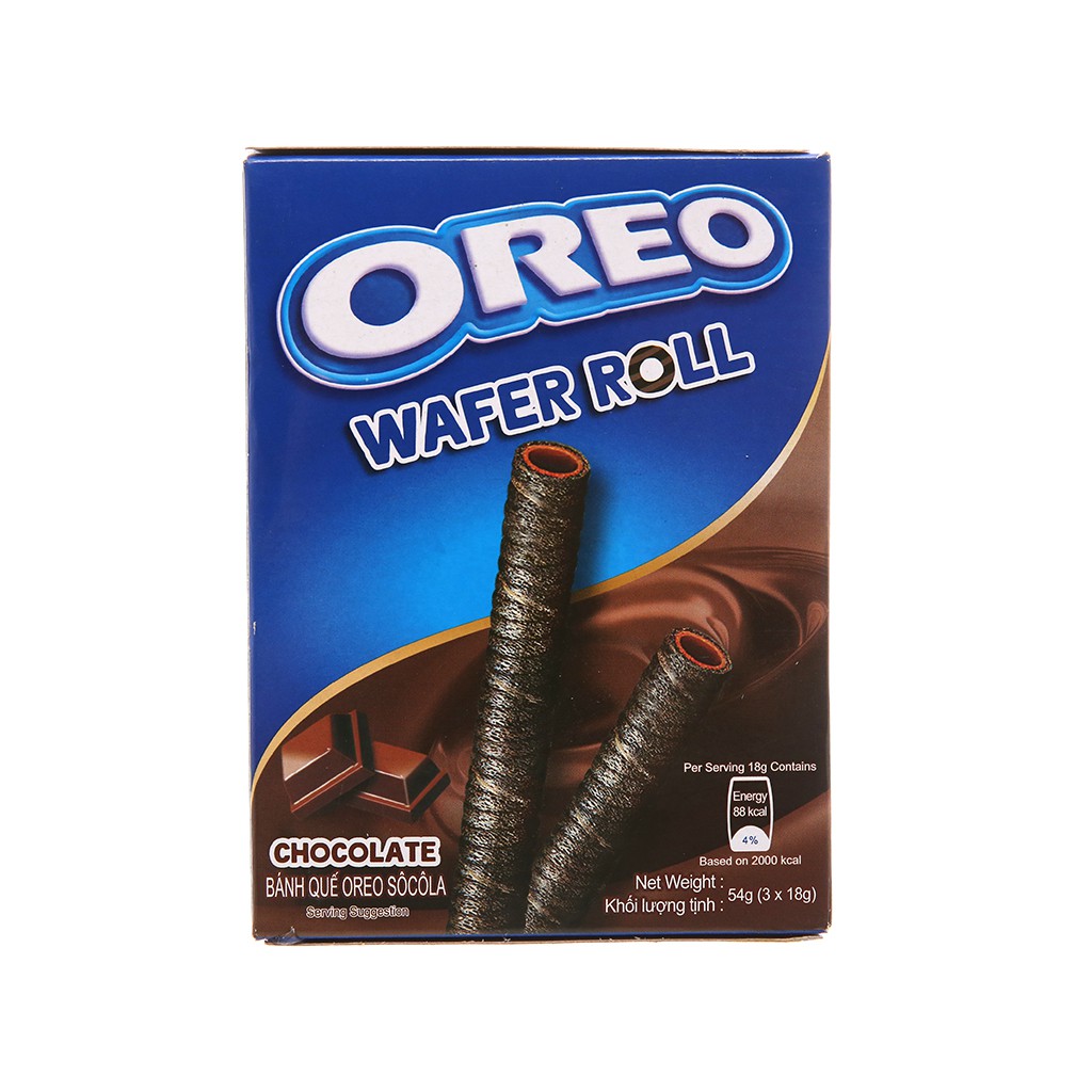 Hộp 3 gói bánh quế sô cô la Wafer Roll Oreo 18g