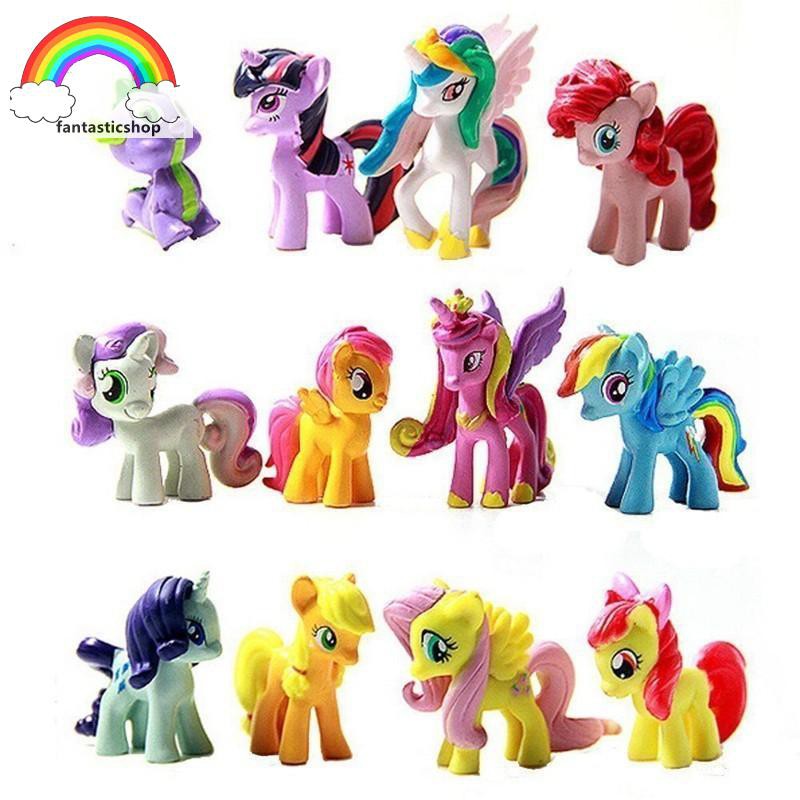 Set 12 Tượng Nhựa Hình Ngựa Pony Dễ Thương Cho Bé