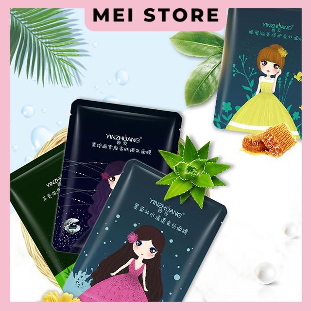 Mặt Nạ Cô Gái YINZHUANG Dưỡng Ẩm Ngọc Trai Đen Aloe Honey Moju Black Pearl Moisturizing Mask