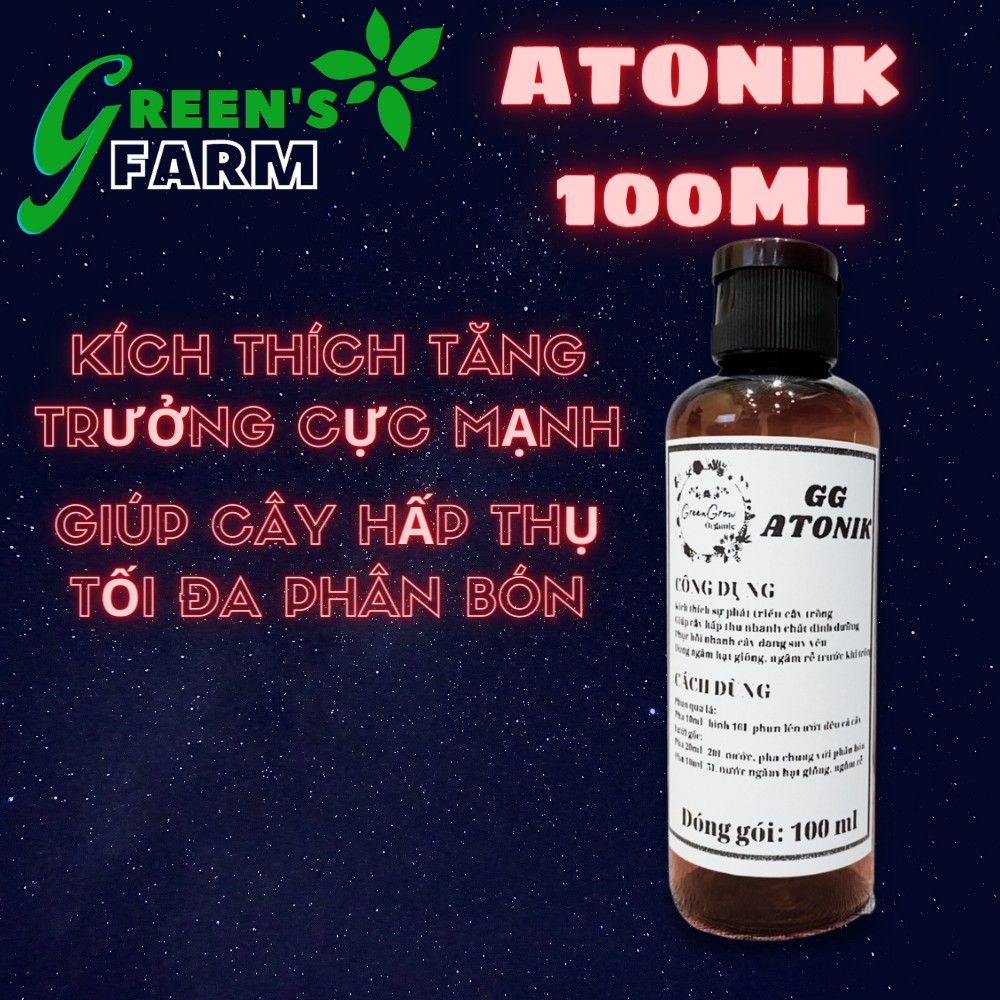 Phân bón lá Atonika 100ml Green Farm ngâm hạt giống kích nảy mầm kích thích sinh trưởng cho cây trồng MS100