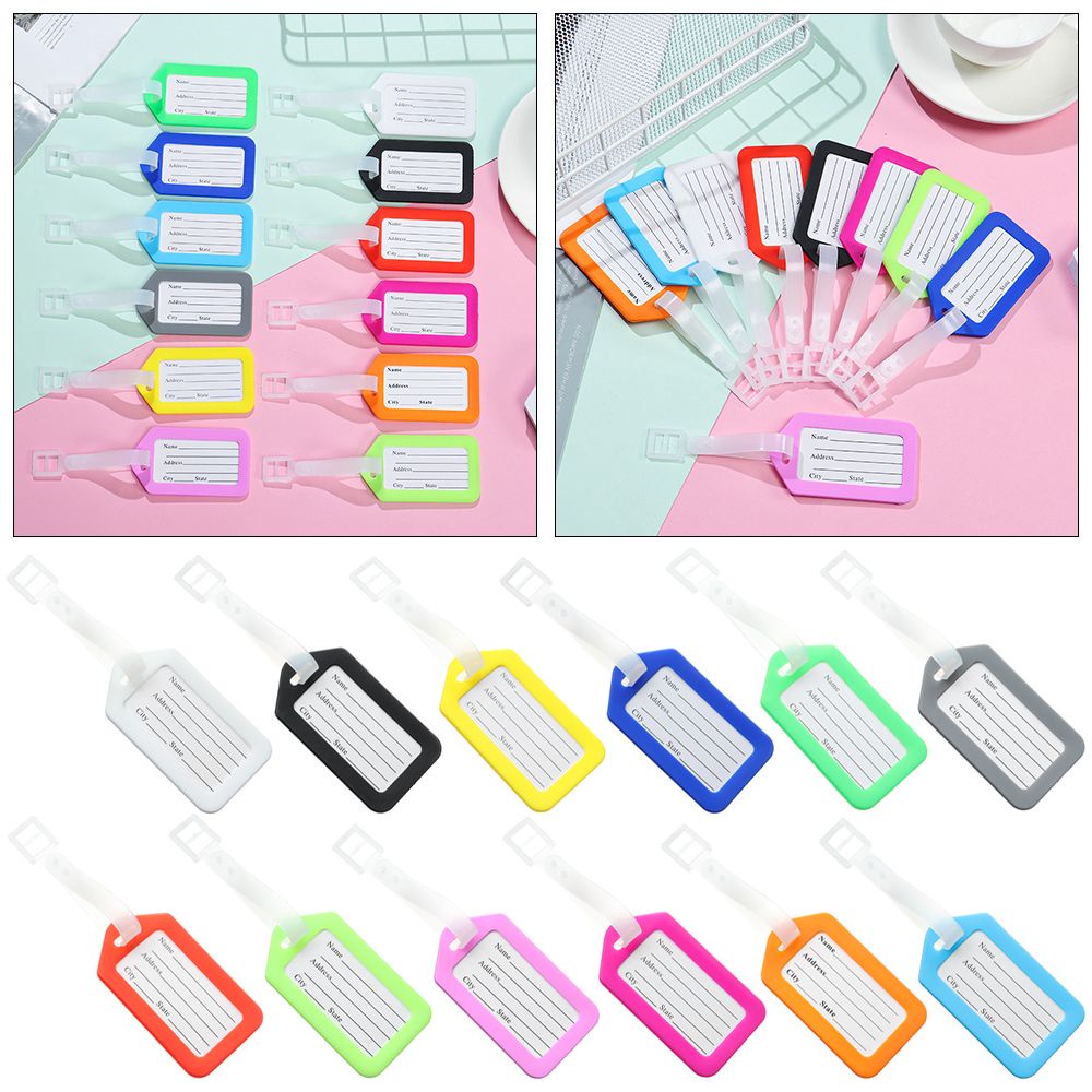 Set 5 thẻ móc khóa gắn tấm id hành lý bằng nhựa nhiều màu sắc lựa chọn