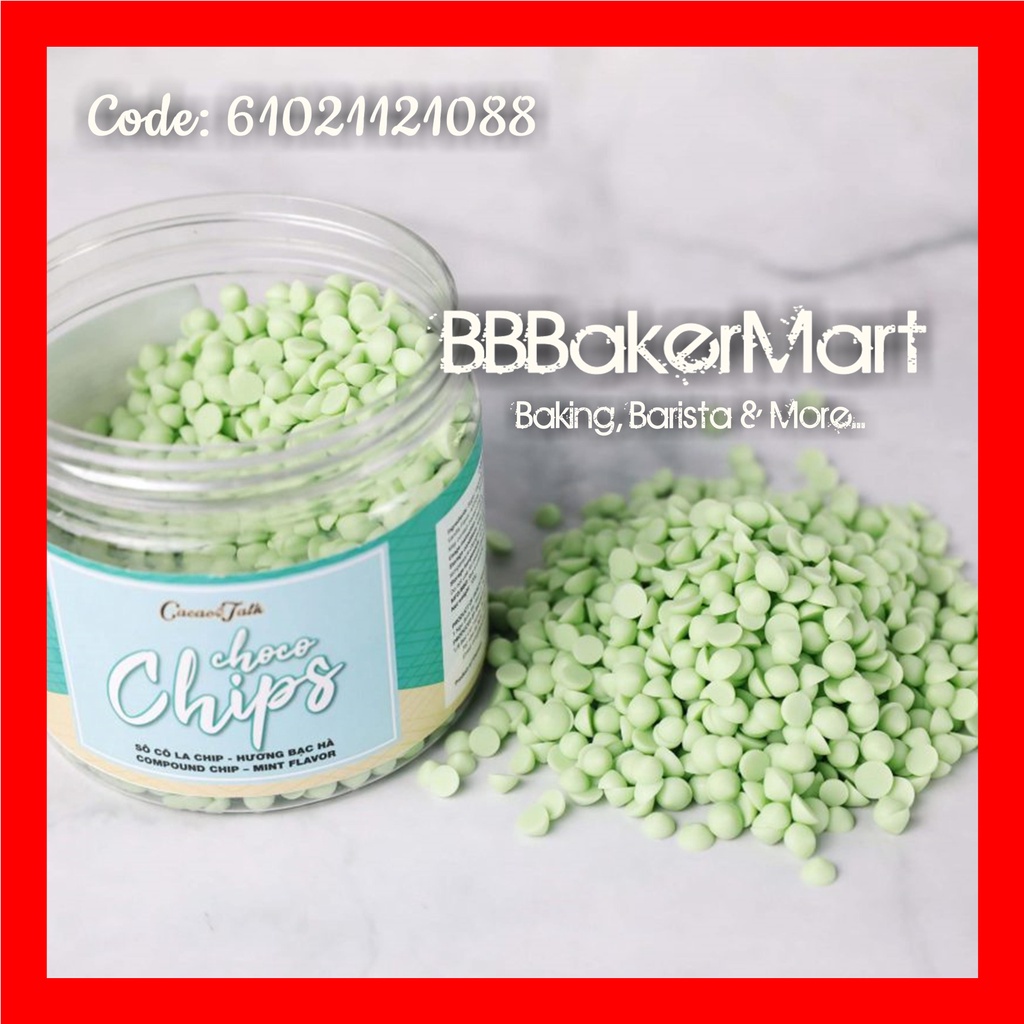 Socola Chocolate CHIP XANH BẠC HÀ hiệu CACAO TALK - Hủ 300gr